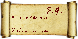 Pichler Génia névjegykártya